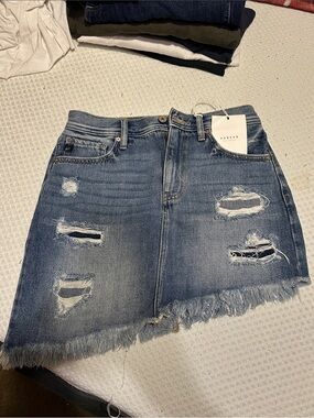 KanCan Distressed Light Blue Denim Mini Skirt- Medium